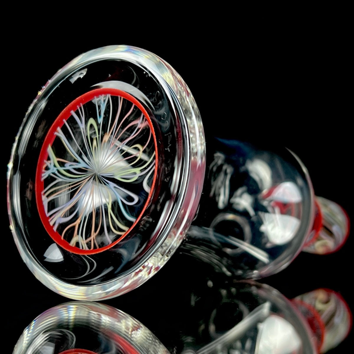 Snoopy Glass "Cherry" x "Rainbow" Scribble Accent Tube with Eternal Quartz Fat Bottom Banger