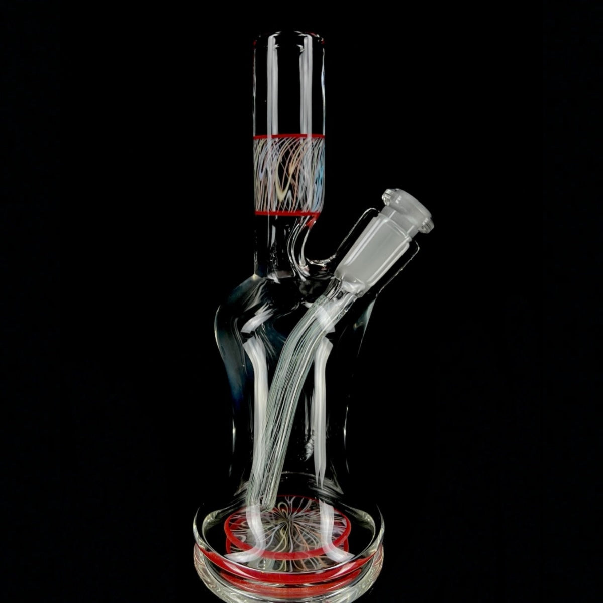 Snoopy Glass "Cherry" x "Rainbow" Scribble Accent Tube with Eternal Quartz Fat Bottom Banger