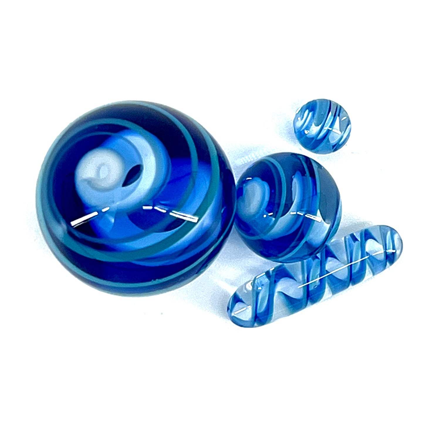 Phase Glass "Fumey Blue Spirals" Four-Piece Slurper Set
