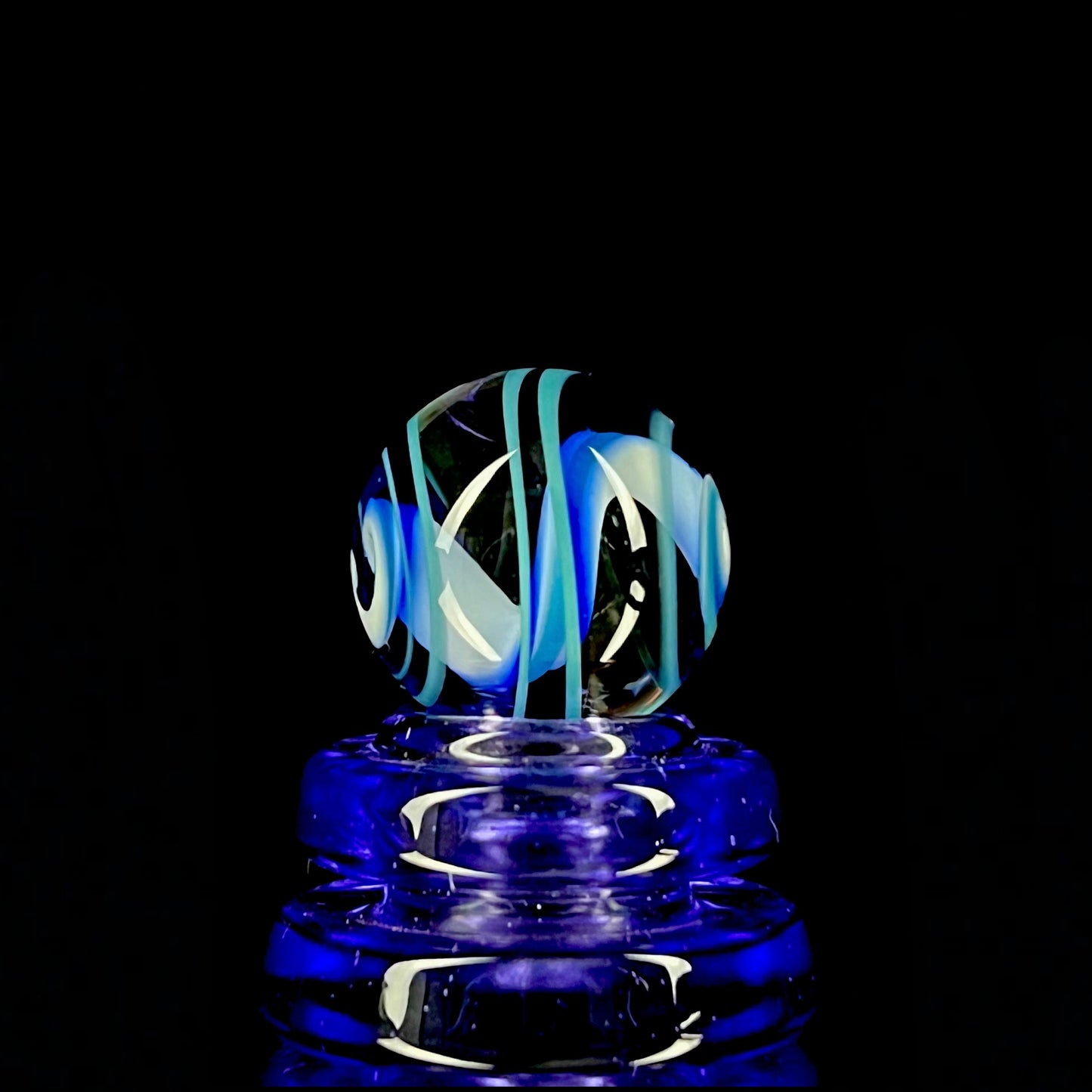 Phase Glass "Fumey Blue Spirals" Four-Piece Slurper Set