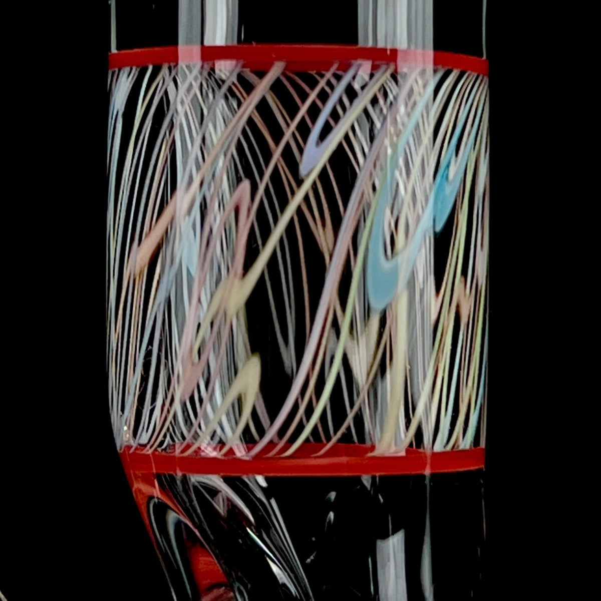 Snoopy Glass "Cherry" x "Rainbow" Scribble Accent Tube with Eternal Quartz Fat Bottom Banger