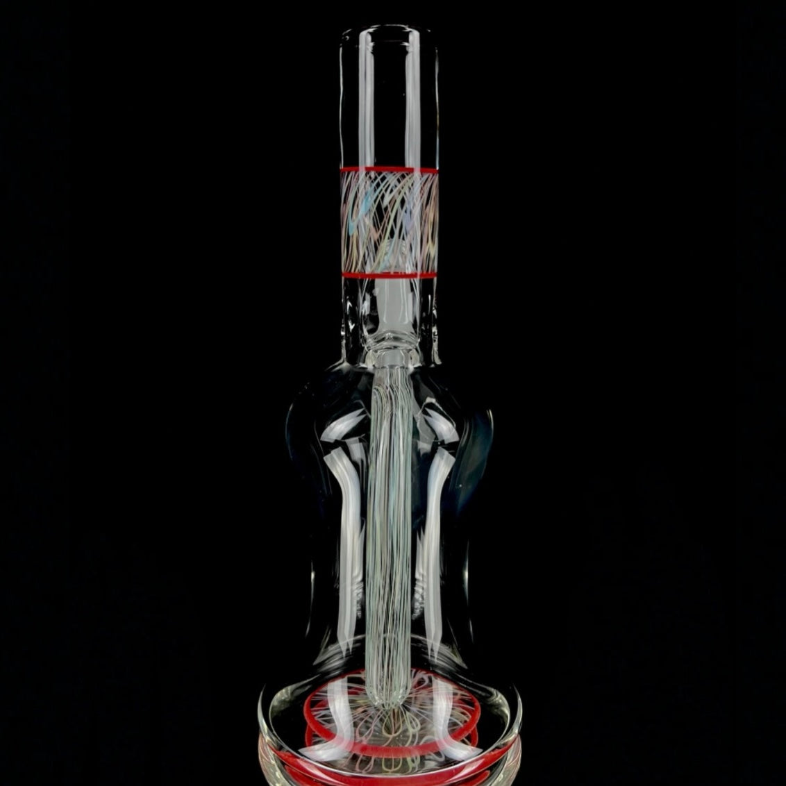 Snoopy Glass "Cherry" x "Rainbow" Scribble Accent Tube with Eternal Quartz Fat Bottom Banger