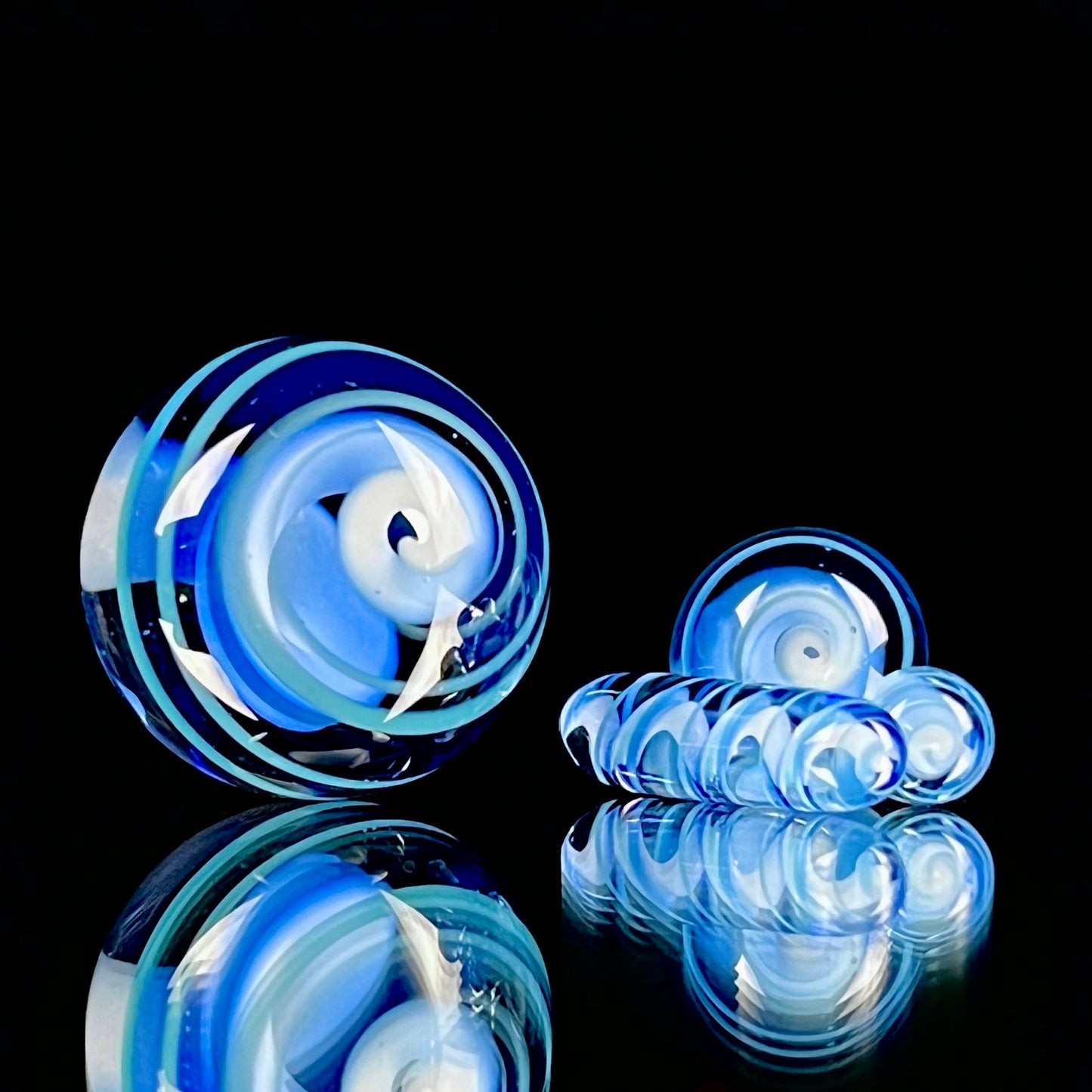 Phase Glass "Fumey Blue Spirals" Four-Piece Slurper Set