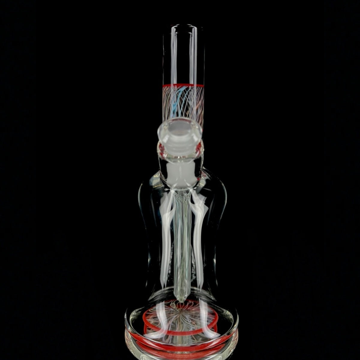 Snoopy Glass "Cherry" x "Rainbow" Scribble Accent Tube with Eternal Quartz Fat Bottom Banger