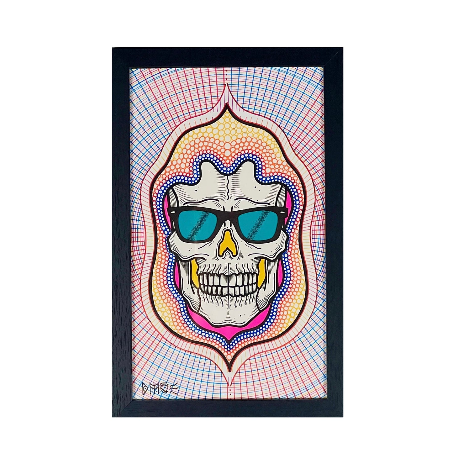 Bonethrower Hooded Skull Original Drawing w/ Cut Paper Layers