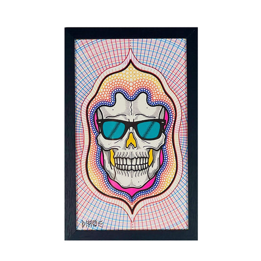 Bonethrower Hooded Skull with sunglasses original drawing in frame