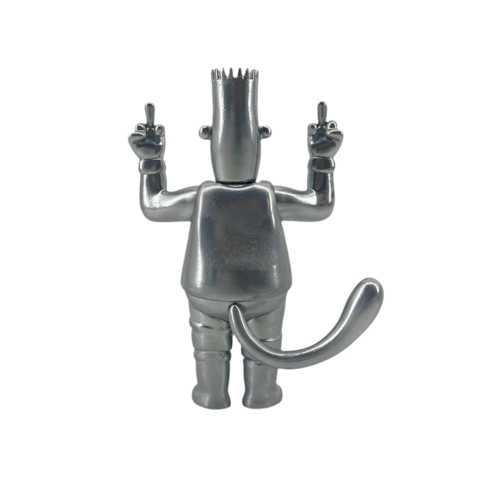 Chromed Out "Stone Cold Homer" Hand-painted metallic sculpture facing away