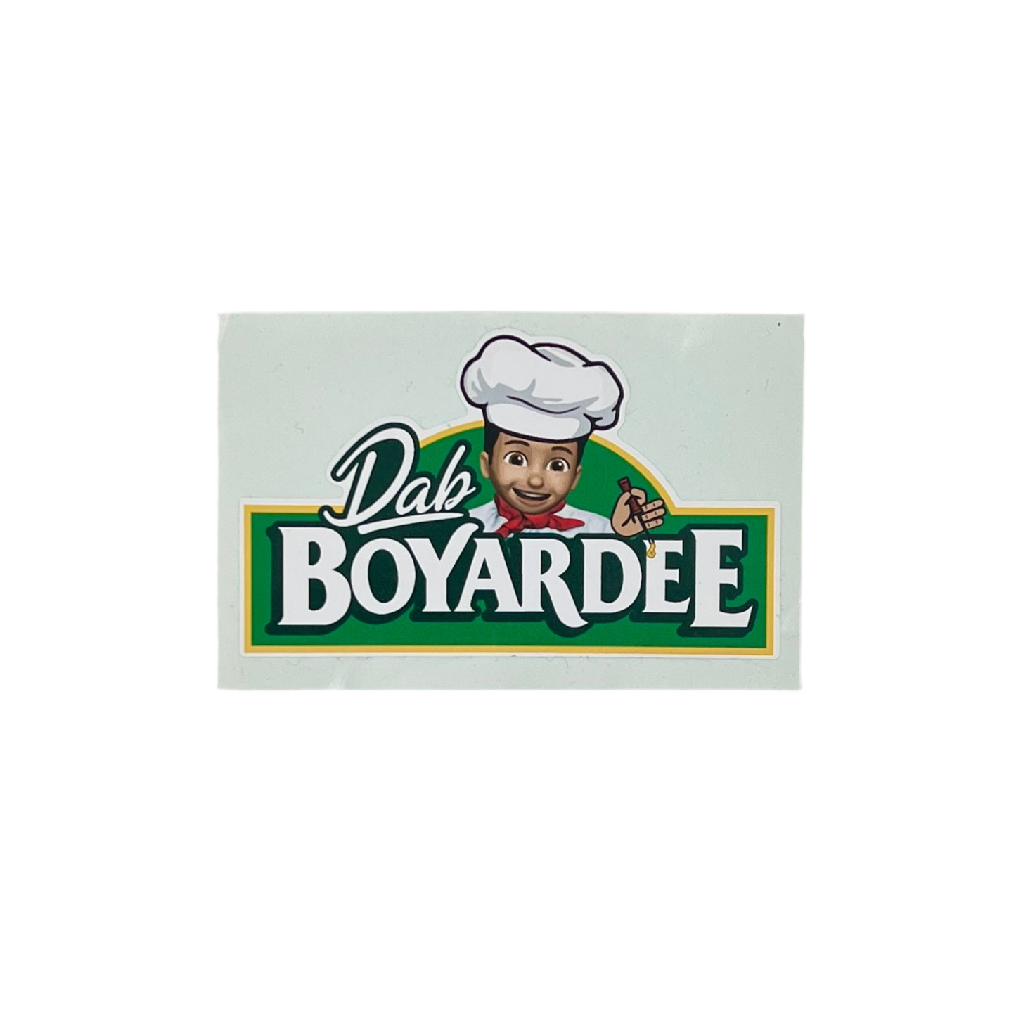 Dak Boyardee sticker with a cartoon character on a white background.