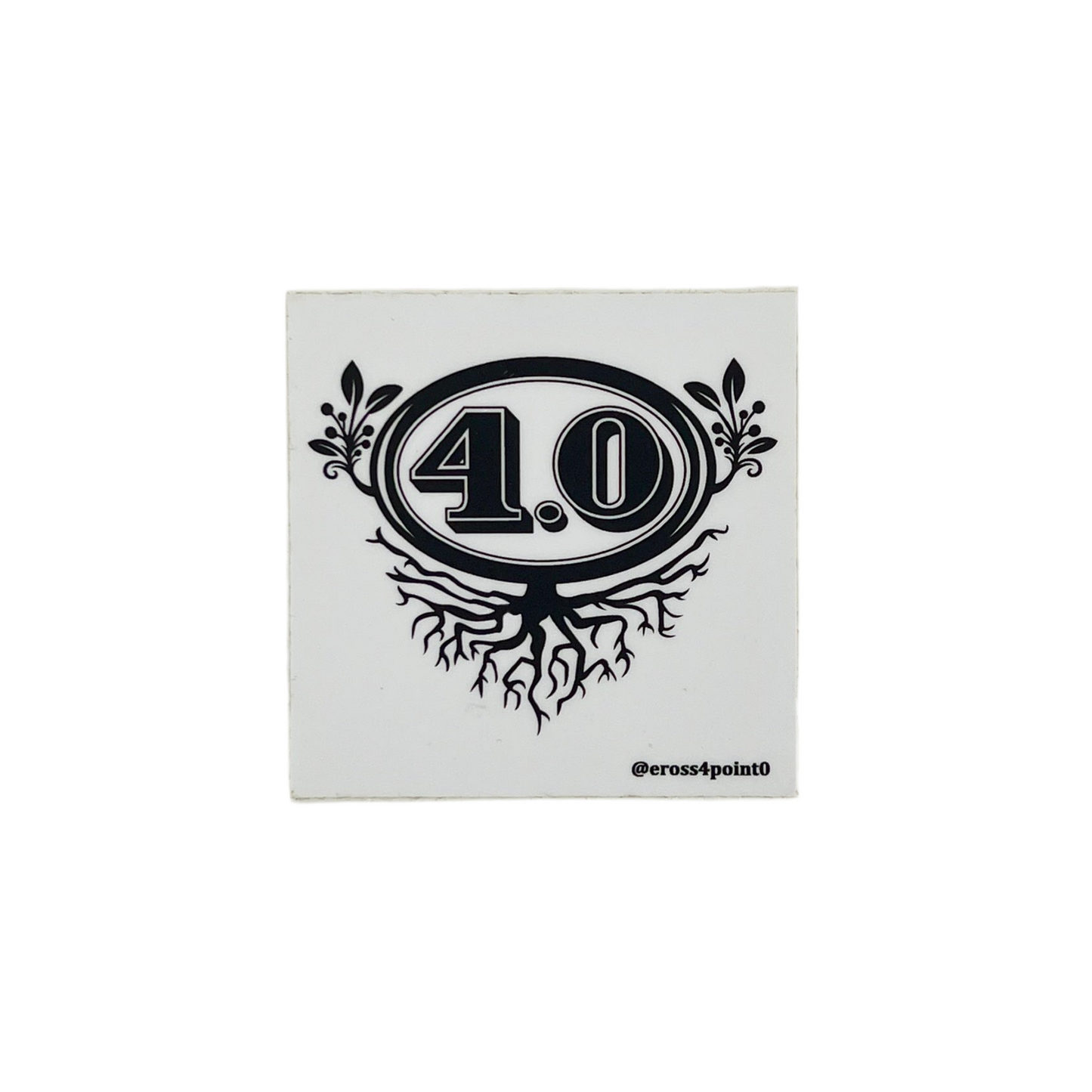 Sticker with '4.0' design on a white background.