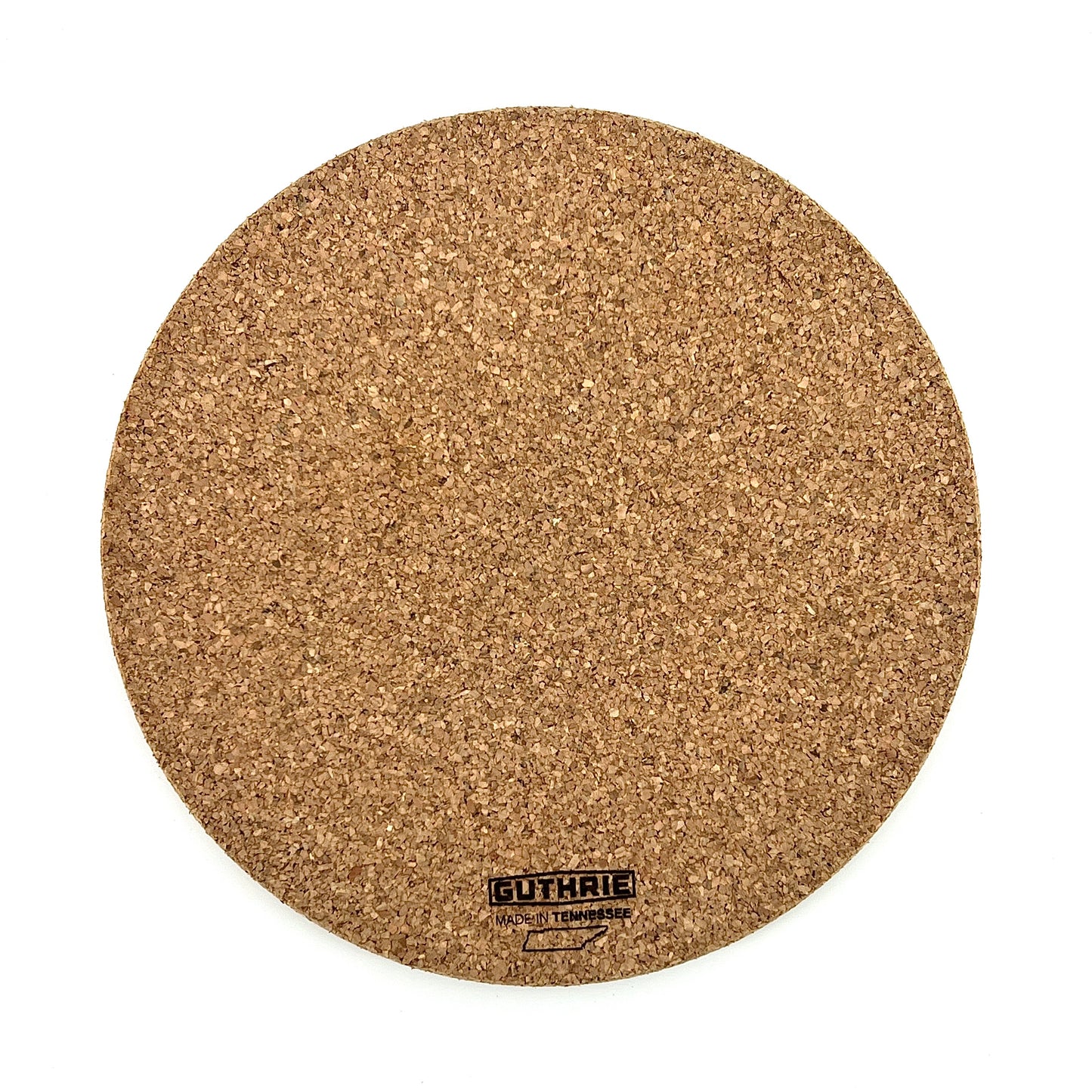 Back of a round cork mat.