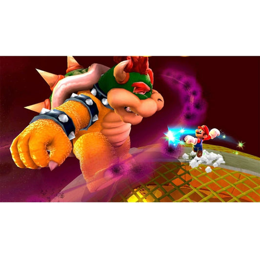 A screen capture of the Nintendo Switch game 'Super Mario 3D All-Stars' with a depiction of the character Mario on the cover.