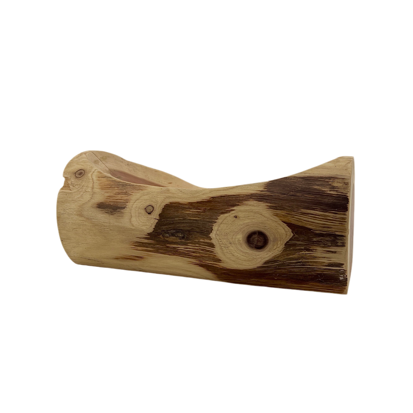Wooden object on a white background.