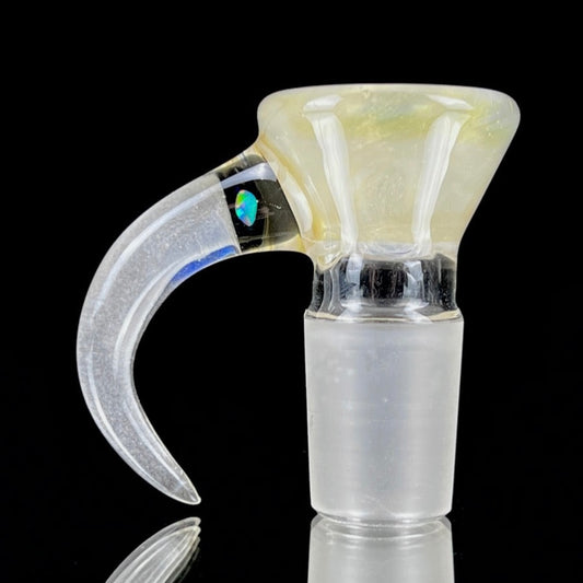 18mm full-accent fume over White Satin slide with Opal by Welch Glass
