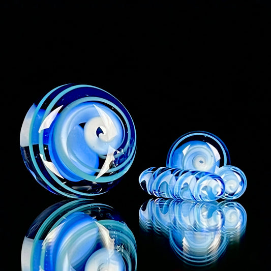 Blue spiral 4 piece slurper set by Phase Glass