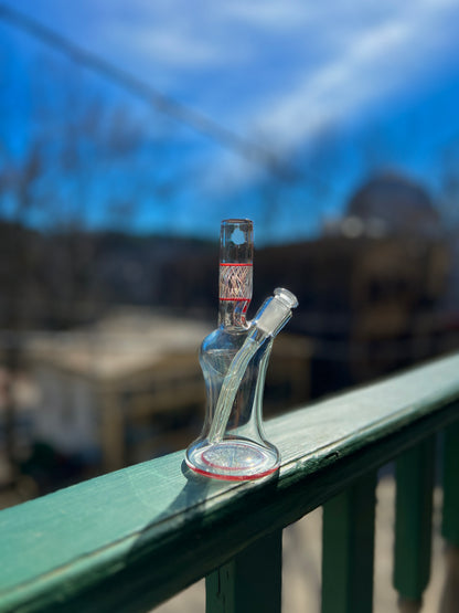 Snoopy Glass "Cherry" x "Rainbow" Scribble Accent Tube with Eternal Quartz Fat Bottom Banger