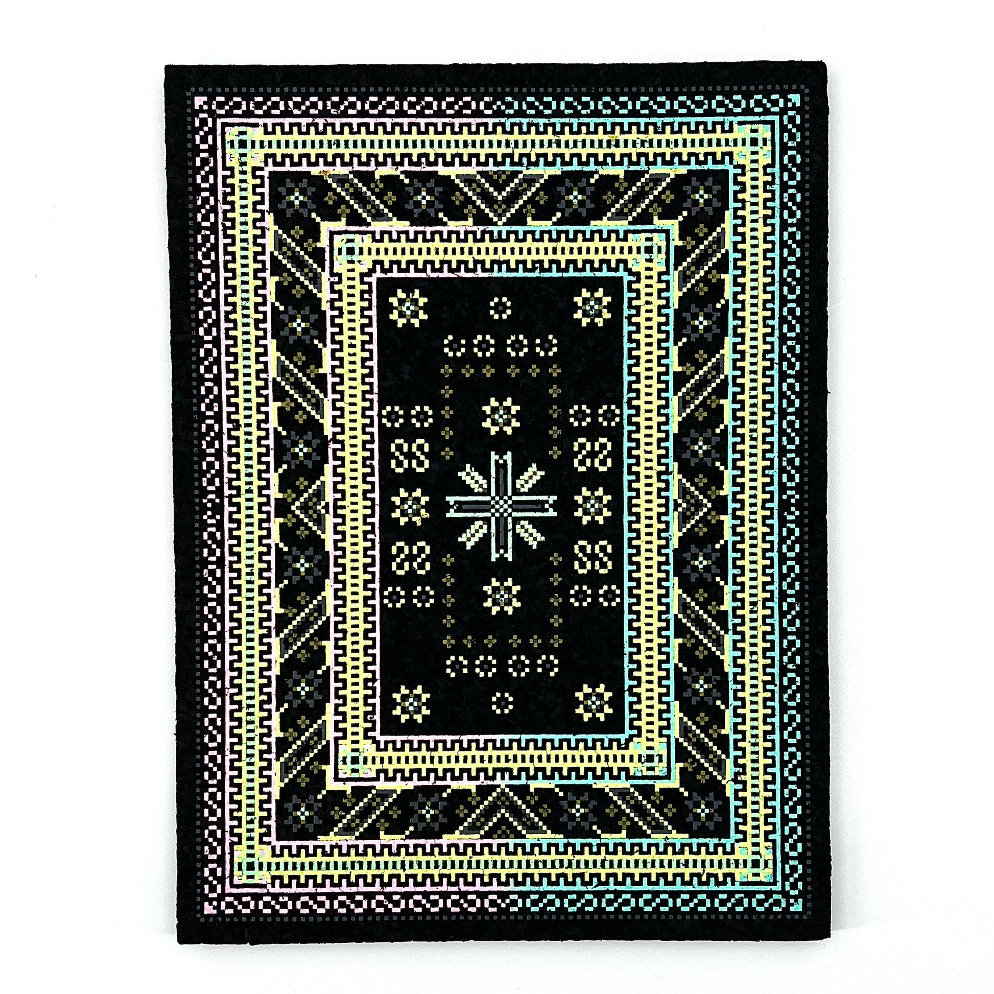 Moodmat designed to look like a rectangular 8-bit rug.