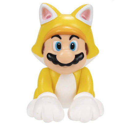 Toy figure of a character with yellow hair and white ears on a white background.
