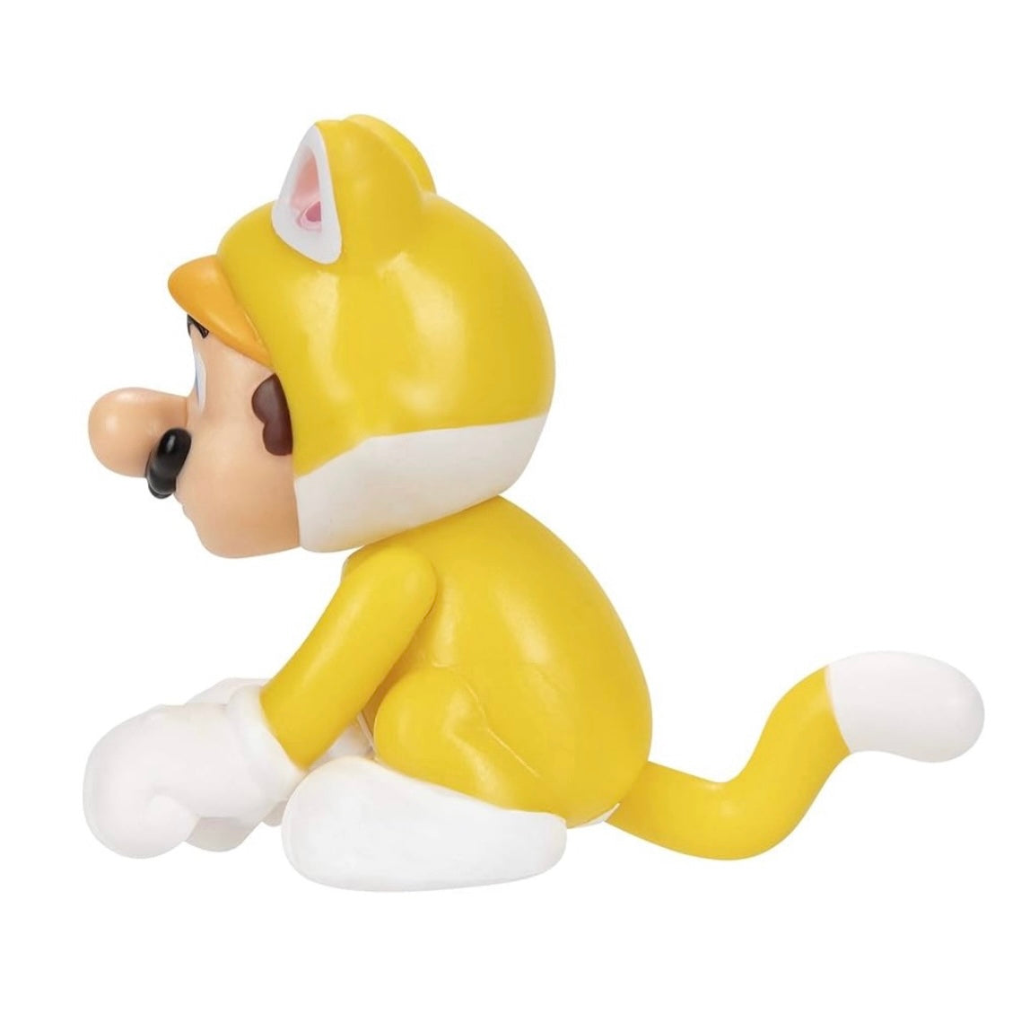 Yellow cartoon character figurine on a white background.