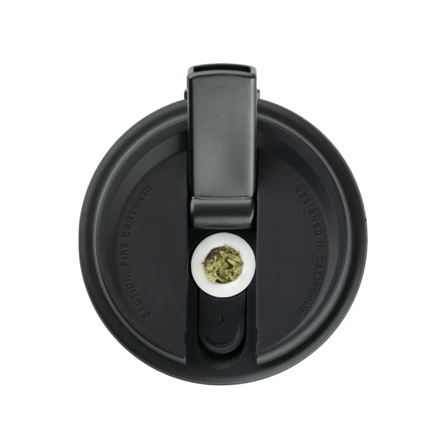 Black coffee cup lid with a white background