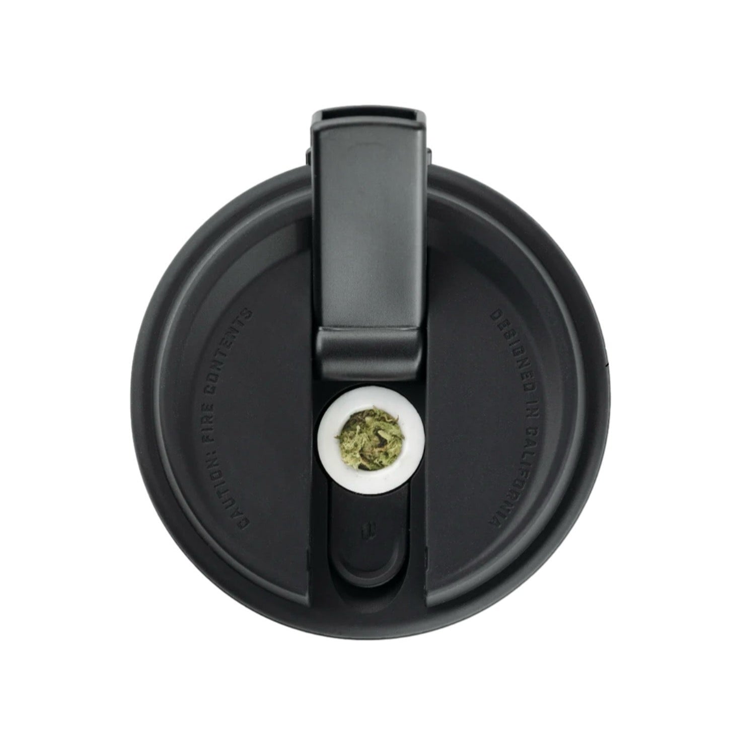 Black coffee cup lid with a white background