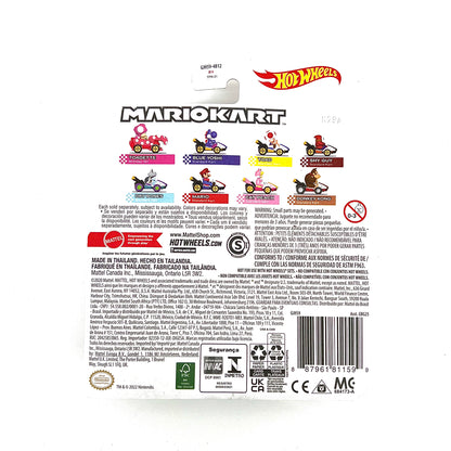 A die-cast toy model of Mario Kart's Dry Bones Standard Kart, predominantly purple with black and yellow details, on a white background.