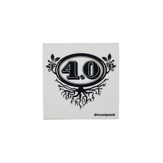 Sticker with '4.0' design on a white background.
