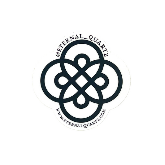 Black circular logo with intertwined design and 'Eternal Quartz' branding on a white background.