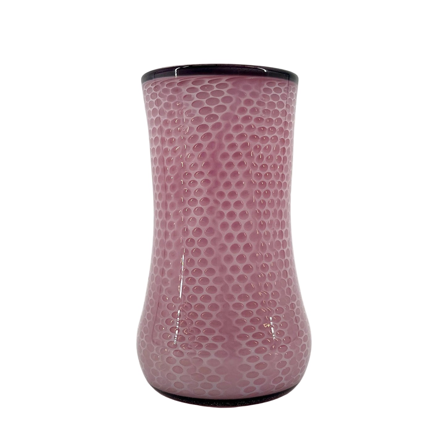 Pink patterned cup on a white background.