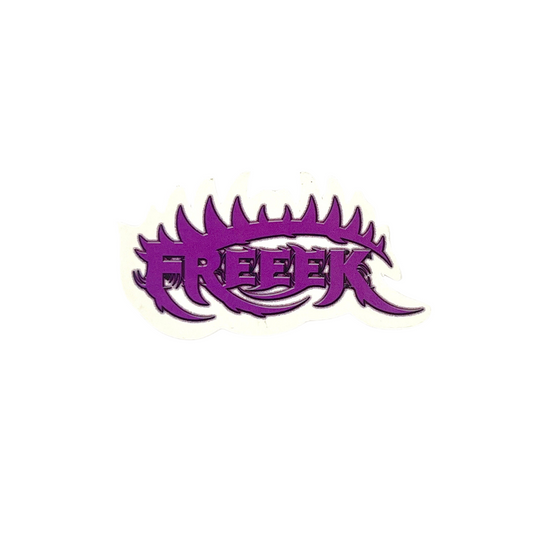 Purple 'FREEK' logo on a white background.