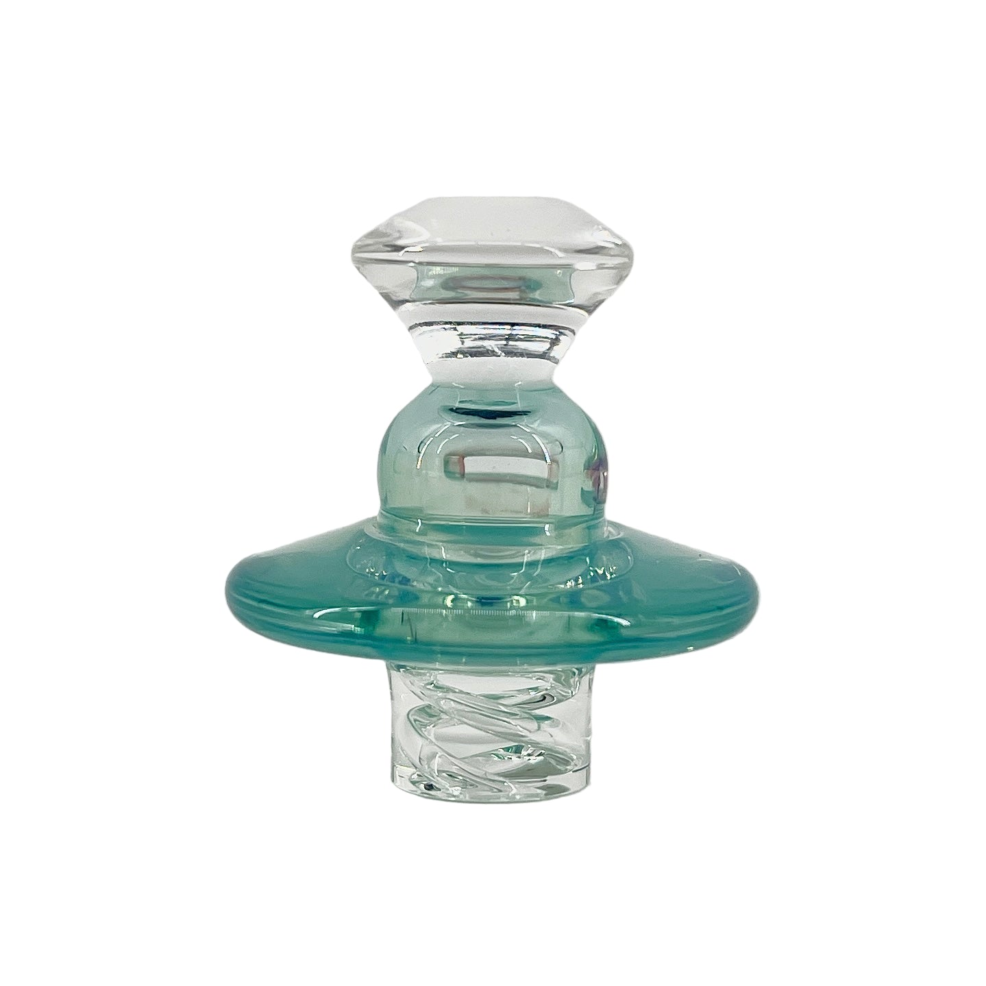 Clear glass smoking accessory on a white background