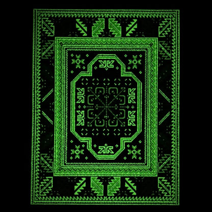 Glowing gray moodmat with geometric patterns.