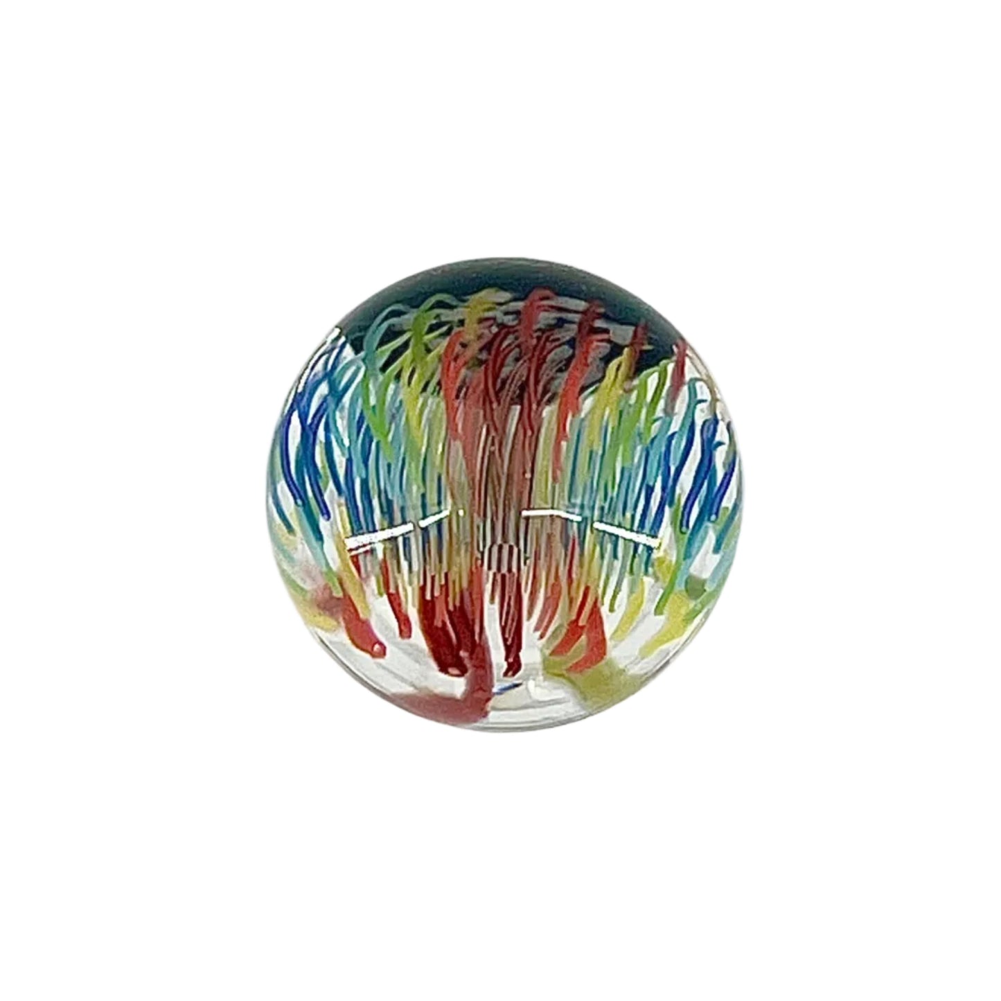 Colorful glass marble on a white background.