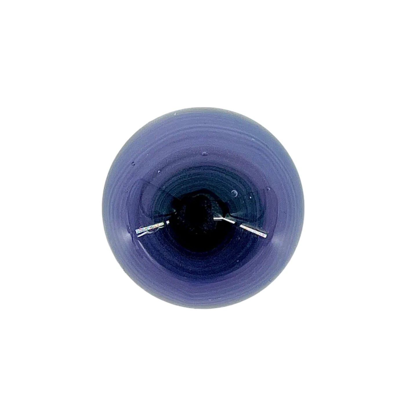 Purple glass object on a white background.