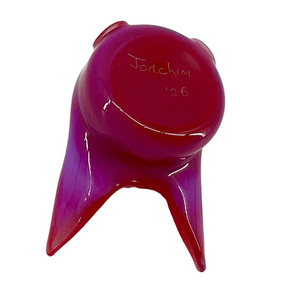 Purple glass pendant with 'Joachim' and '26' engraved on a white background.