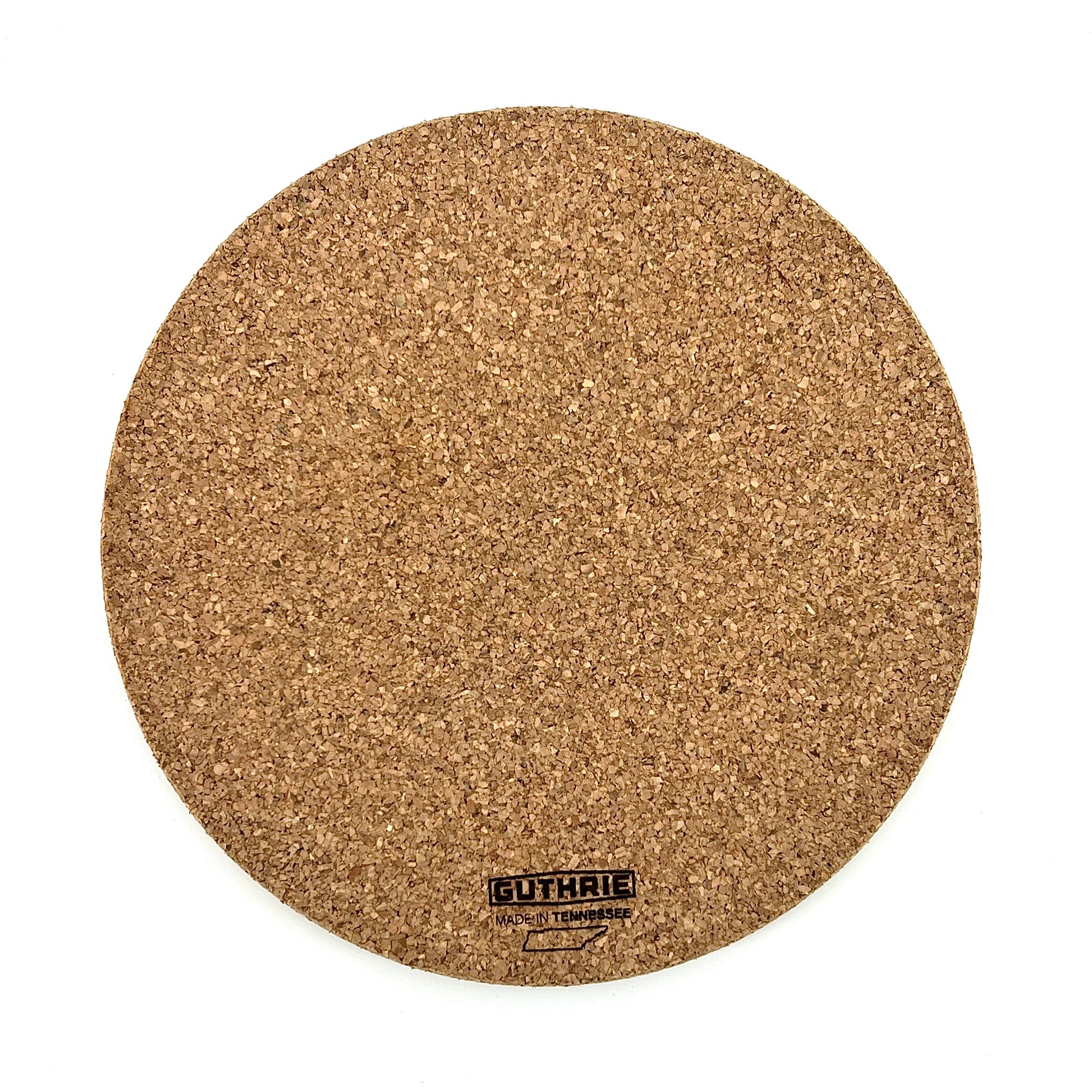 Back of a round cork mat.