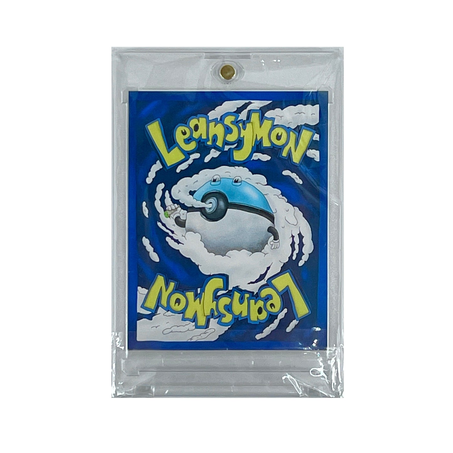 Plastic-wrapped product with 'Leansymon' branding on a blue background