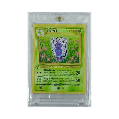 Pokémon trading card featuring Budfree in a clear protective sleeve on a white background