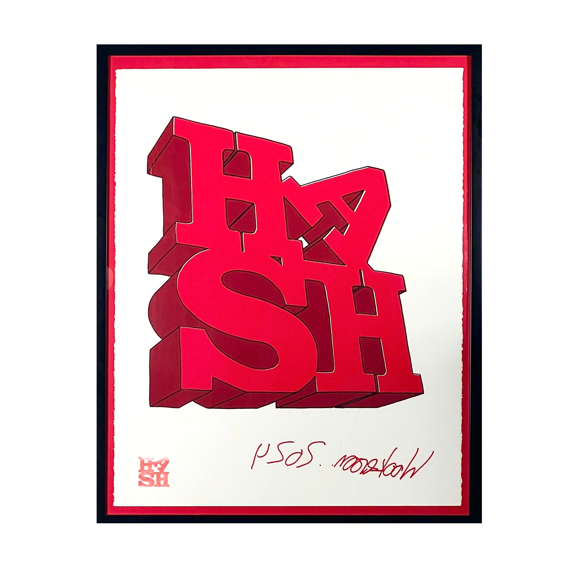 Red 3D text 'HASH' on a white background with a black frame.