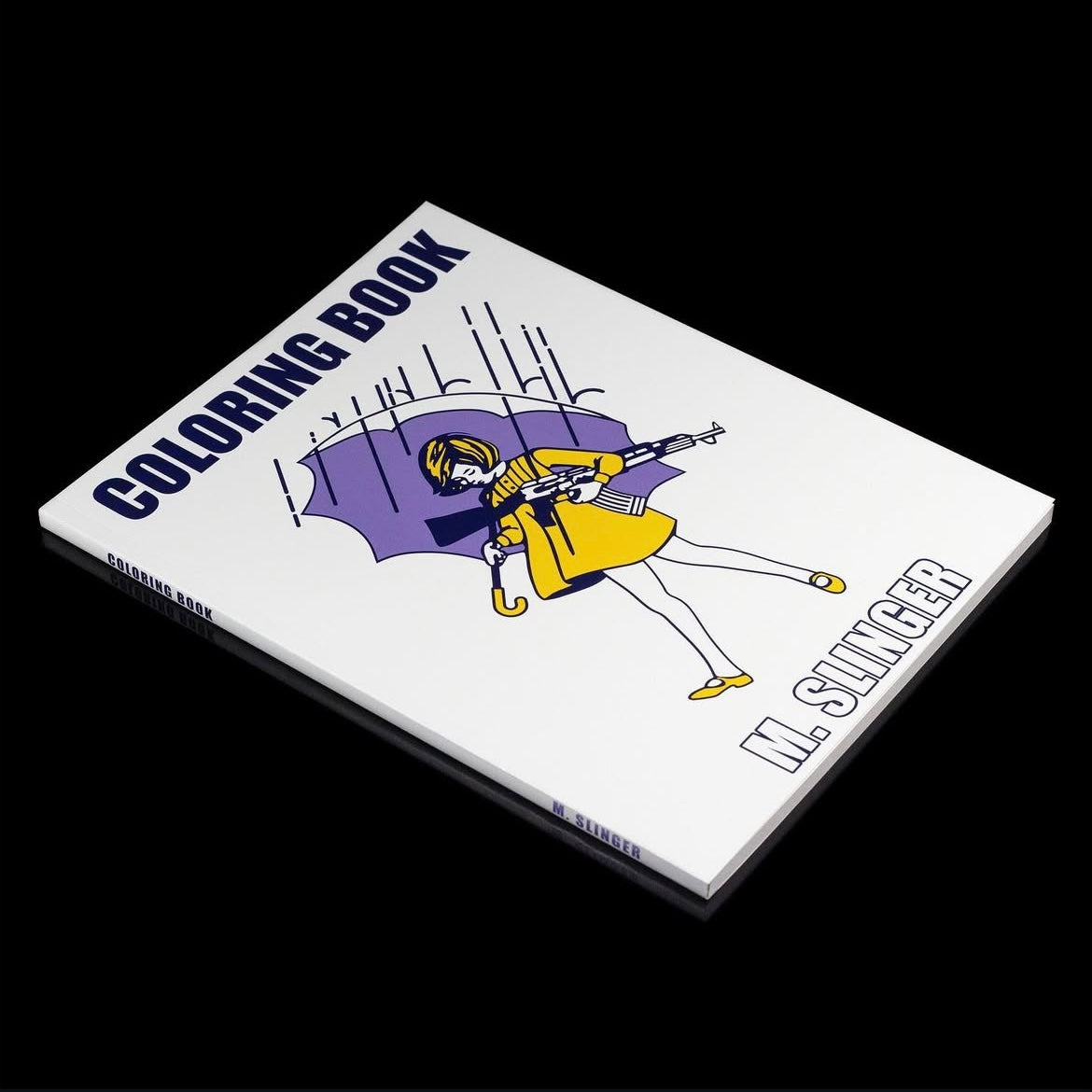 Coloring book with a cover illustration of a person holding an umbrella on a white background.