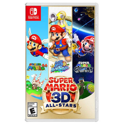 A physical copy of the Nintendo Switch game 'Super Mario 3D All-Stars' with a depiction of the character Mario on the cover.
