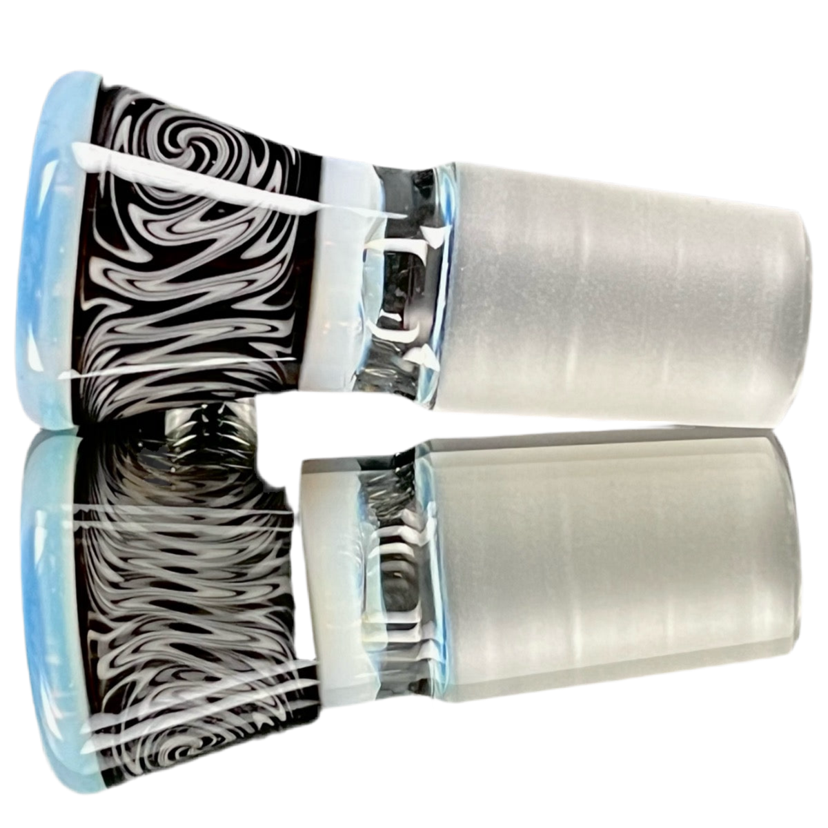 Glass slide with colorful bowl designs.