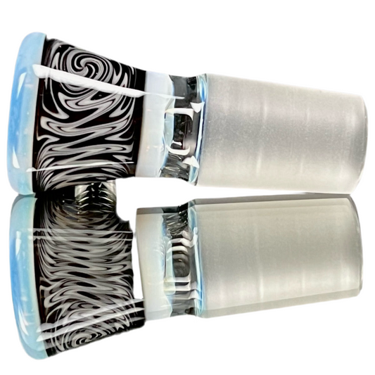 Glass slide with colorful bowl designs.