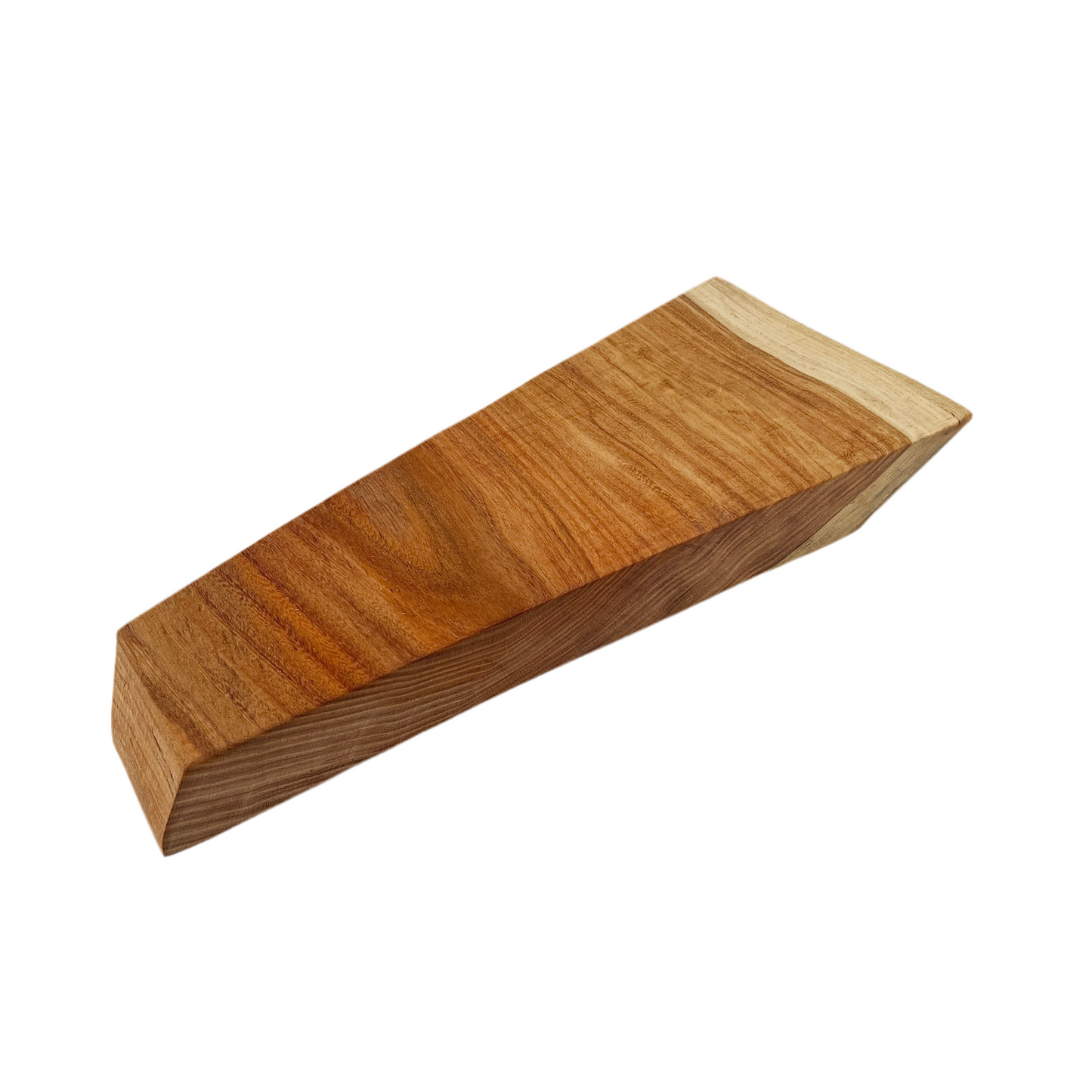 Wooden wedge block on a white background.