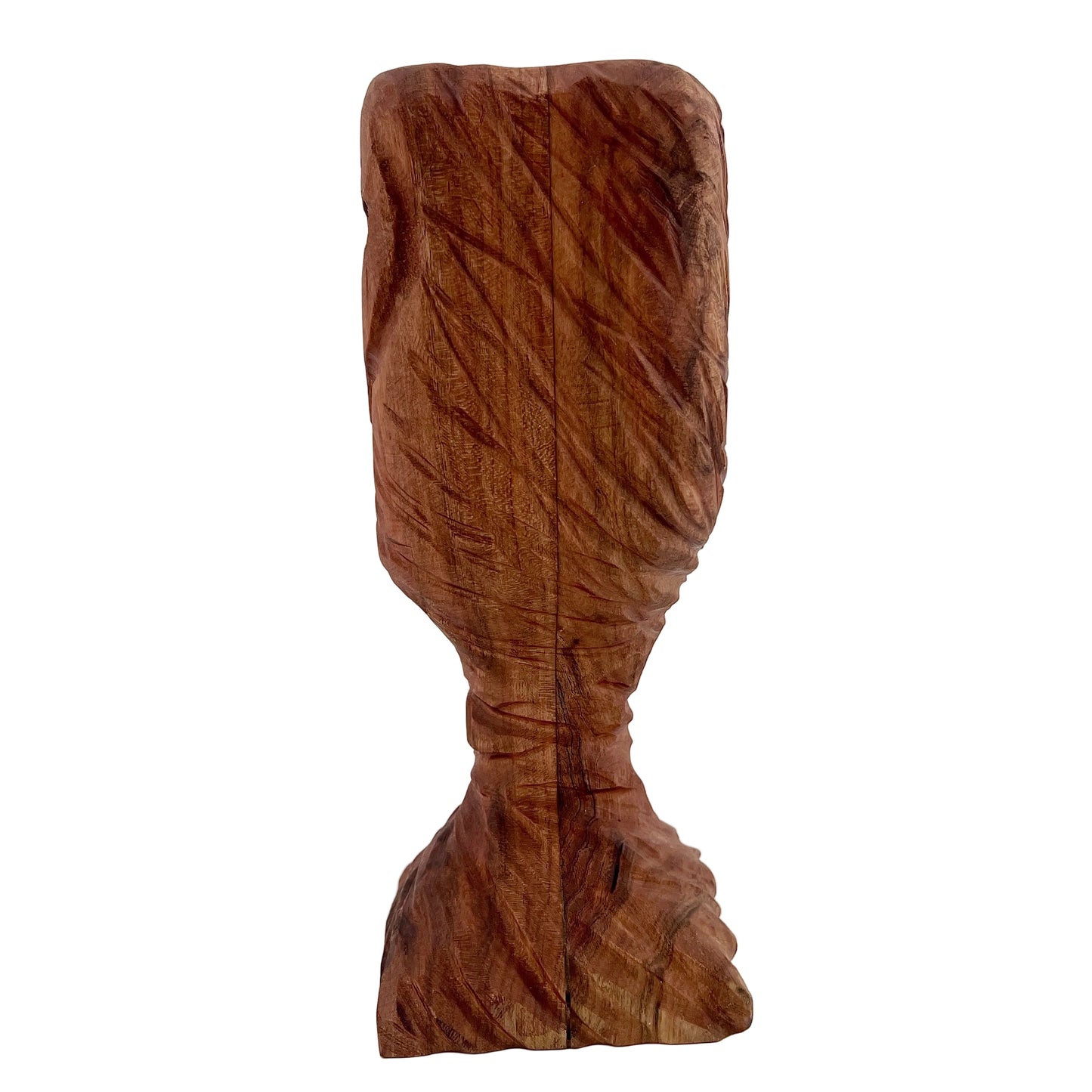 Wooden sculpture on a white background.