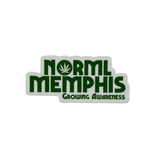 Sticker with 'NORML MEMPHIS Growing Awareness' text on a white background.