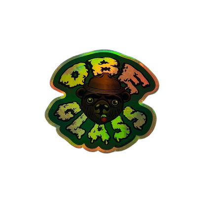 Colorful sticker with a bear design on a white background.