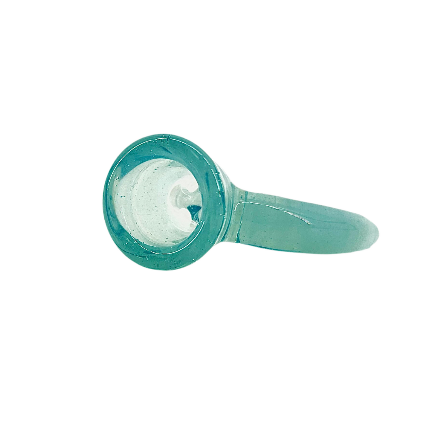 Teal glass slide on a white background.