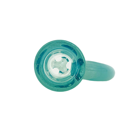 Teal glass slide on a white background.