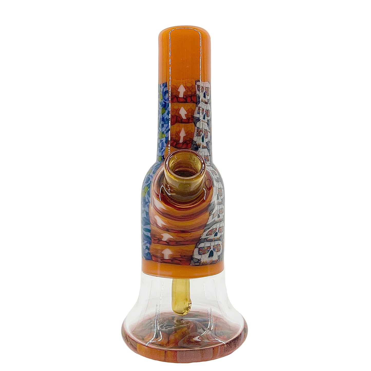 Glass mini tube with colorful design on a white background.