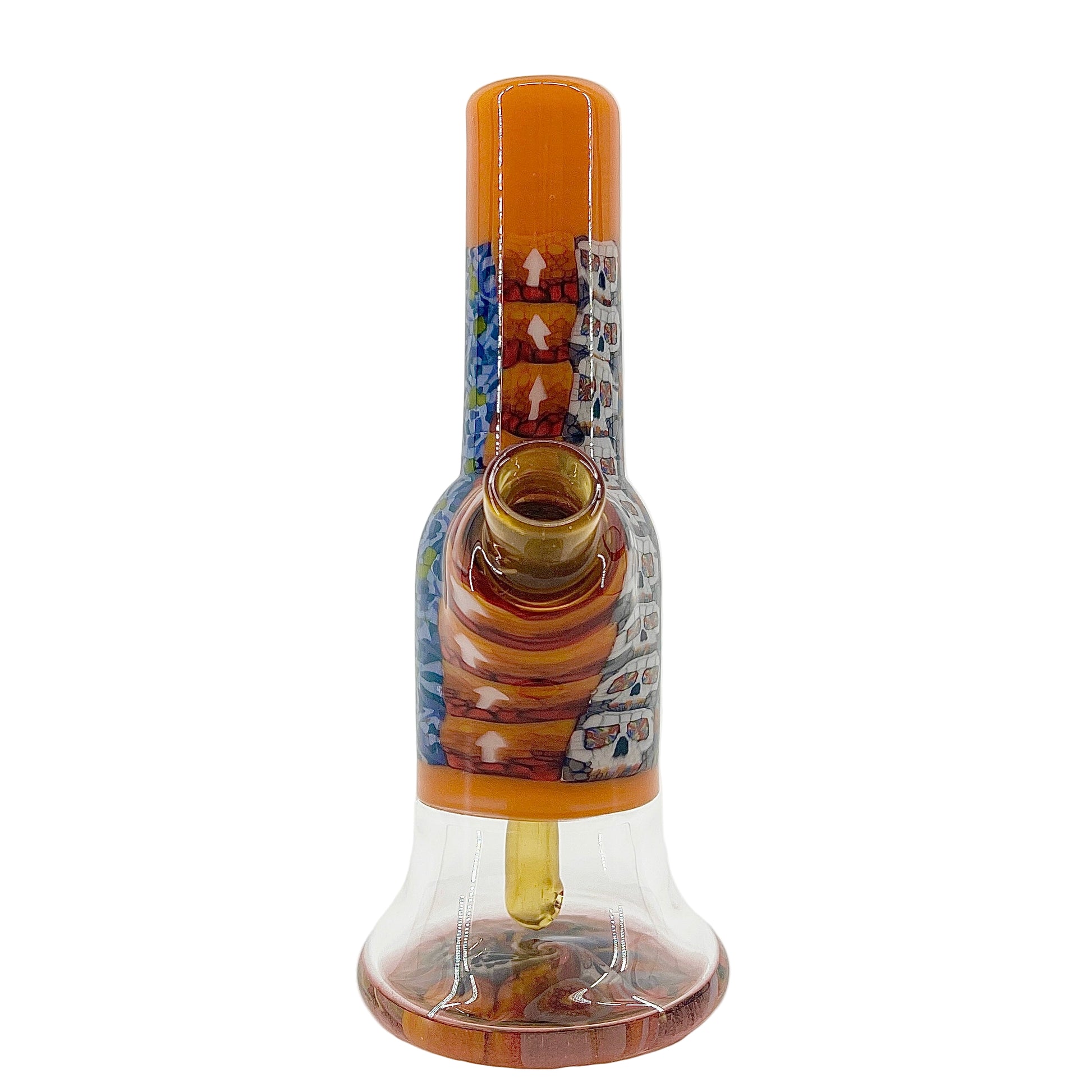 Glass mini tube with colorful design on a white background.